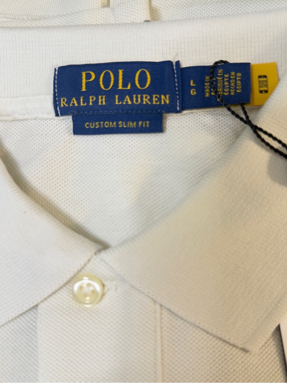 Men’s Polo by Ralph Lauren Cream Short-Sleeve Custom Slim Fit Polo Size L - Picture 11 of 15